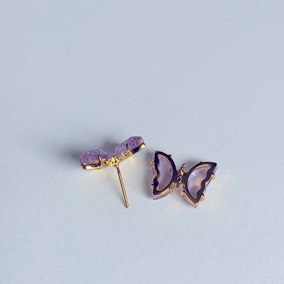 5 for $30 💕 Violet Glass Butterfly Earring - Picture 3 of 4